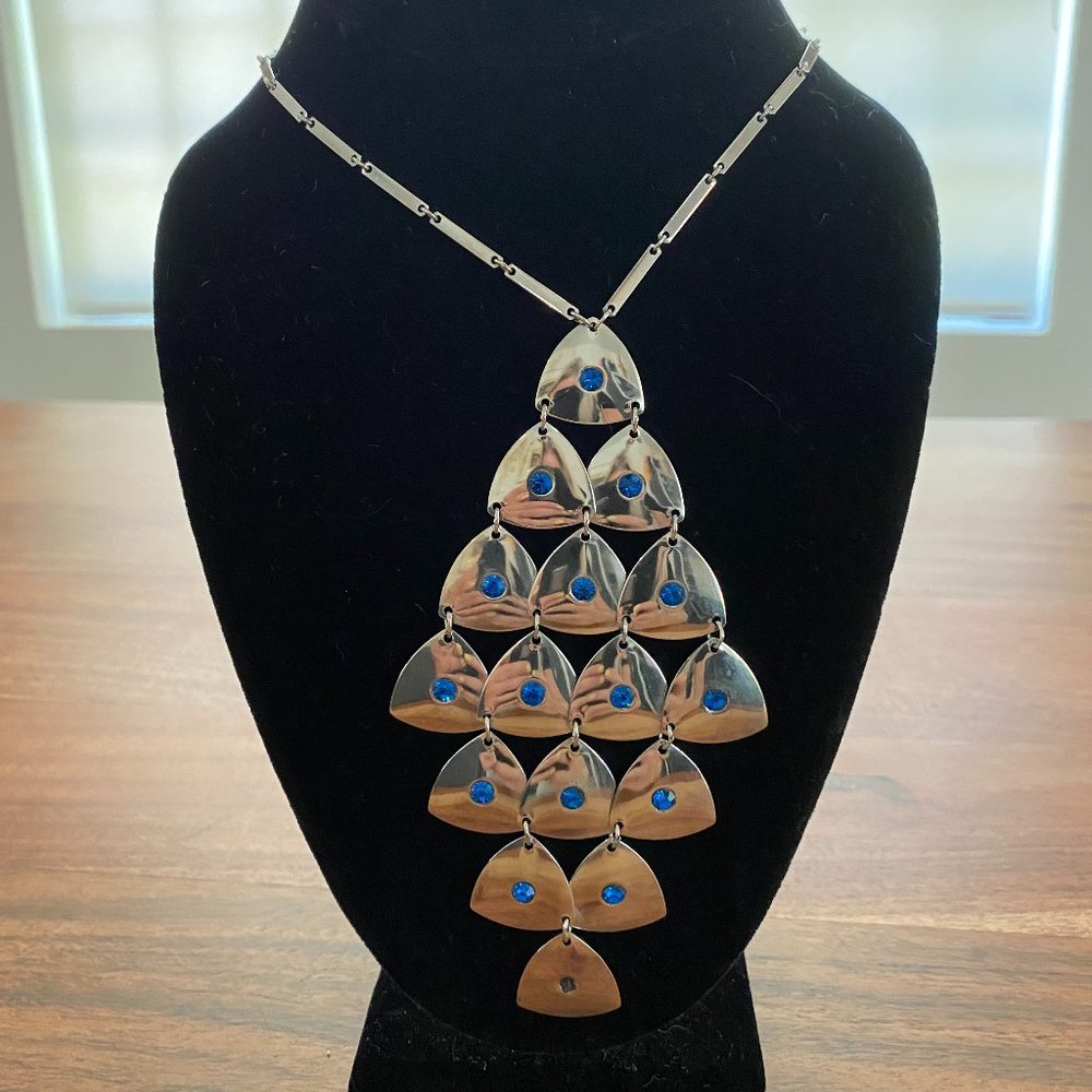 Vintage Silver-Tone Abstract/Geometric Pendant Necklace